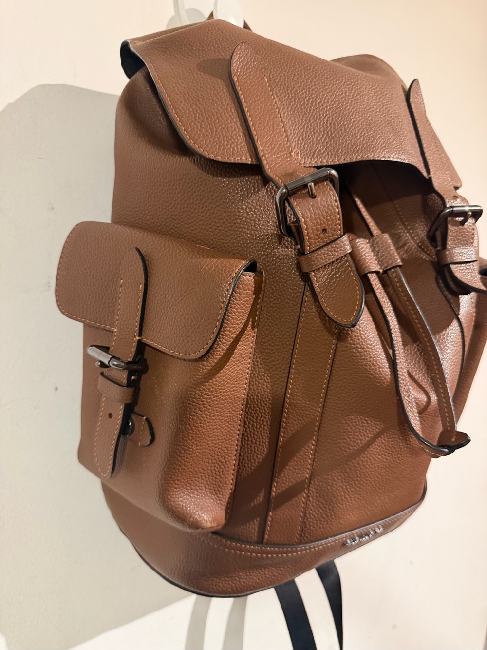 ❌SOLDOUT❌ Coach Leather Drawstring Backpack - Brown - Picture 3 of 12